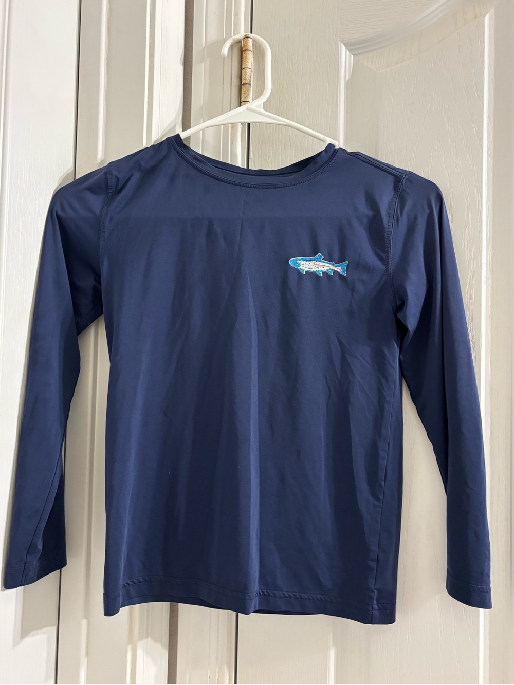 Class Club Navy Blue Long-Sleeve Swim Rashguard with Fish Patch
